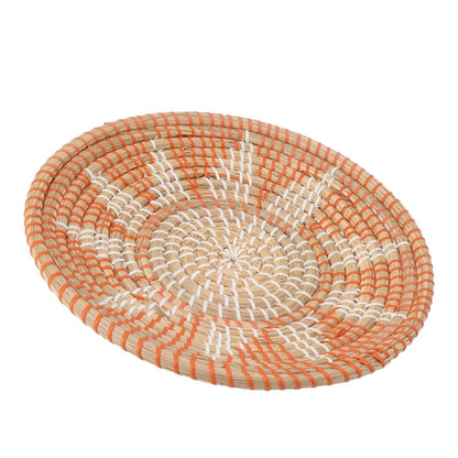 Lybunair Round Grass Wall Ornaments 35cm Diameter Handwoven Hanging Baskets for Living Room and Kitchen (Style One)