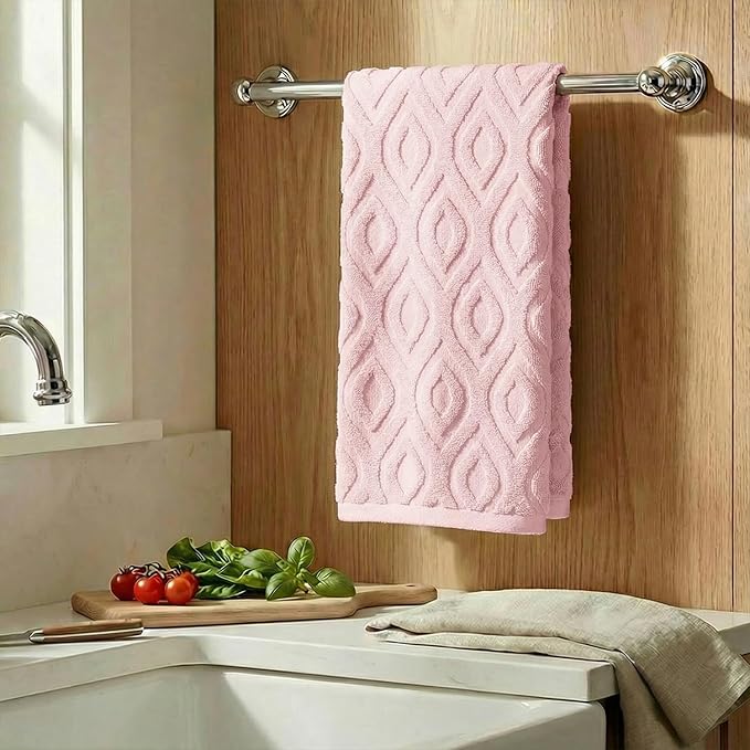 Artoid Mode 1 Pc Pink 3D Diamond Grid Jacquard Hand Towels