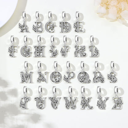 PANPOKI 2 Pack 925 Sterling Silver Butterfly Letter Charms for Bracelets and Necklace Alphabet Dangle Pendants Round Spacer Beads Pave Cubic Zirconia Jewelry Gift for Women (S Set)