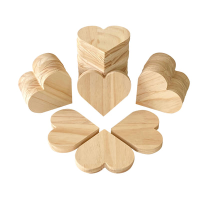4 Inch 24 Pack Unfinished Wooden Heart Block 4" x 4.5"-9/16" Thick Wooden Heart Slice Freestanding Blank Wood Love Signs Natrual Wood Coaster for Decor Painting DIY Craffs
