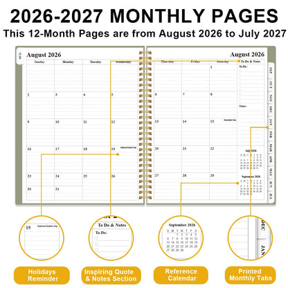 2026-2027 Teacher Planner, Lesson Planner from August 2026 - July 2027, Teacher Lesson Planner Book 2026-2027 for Teacher Class Schedule, Student Info & Weekly Planning, 8" x 10", Green
