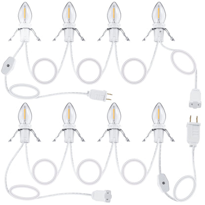 Meonum 2 Pack Accessory Cord with 4 LED Bulbs, End to End Connected Blow Mold Light Cord, 9.8 Feet Lamp Kit with On/Off Switch Plugs for Ceramic, Craft Halloween Christmas Village Decor