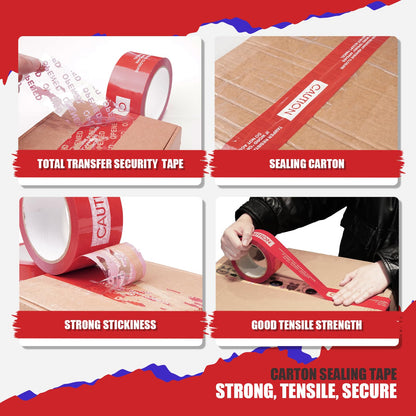 JKMCIM 1 Roll 100% Total Transfer Tamper Evident Tape Security Tape Packaging Tape for Boxes(2 Inch X 55 Yards X 2 Mil,Red)
