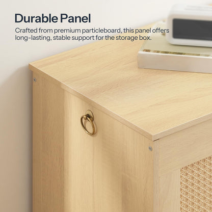 HOOBRO Storage Bench, 43.3" Toy Box, Rattan-Like Storage Chest, Sturdy Entryway Bench Supports 220 lb, Toy Chest, Safety Hinge, U-Shaped Opening, Easy Assembly, Natural NL22CW01