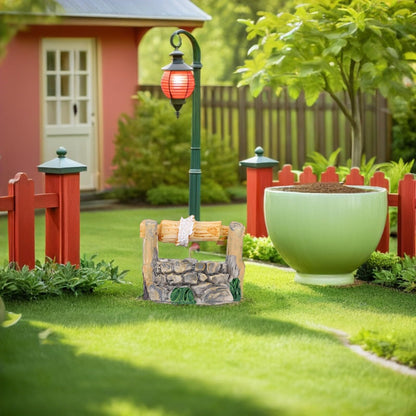 Miniature Water Well Figurine: 8Pcs Resin Fairy Garden Accessories, Tiny Water Well Micro Landscape Ornaments Kit for DIY Craft Dollhouse Decorative Accessory