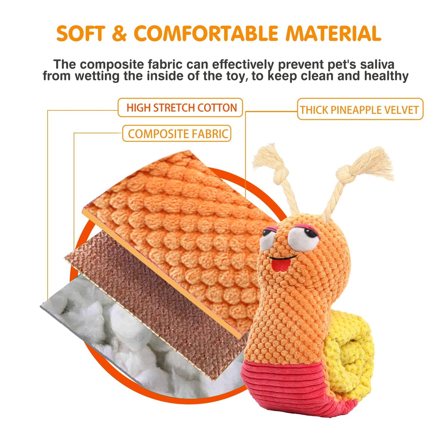 lilfrd Dog Enrichment Toys - Dog Puzzles Squeaky Treat Dispensing Crinkle Plush Snuffle Toys - Treat Toy for Small Medium Large Breed Puppy, Snail