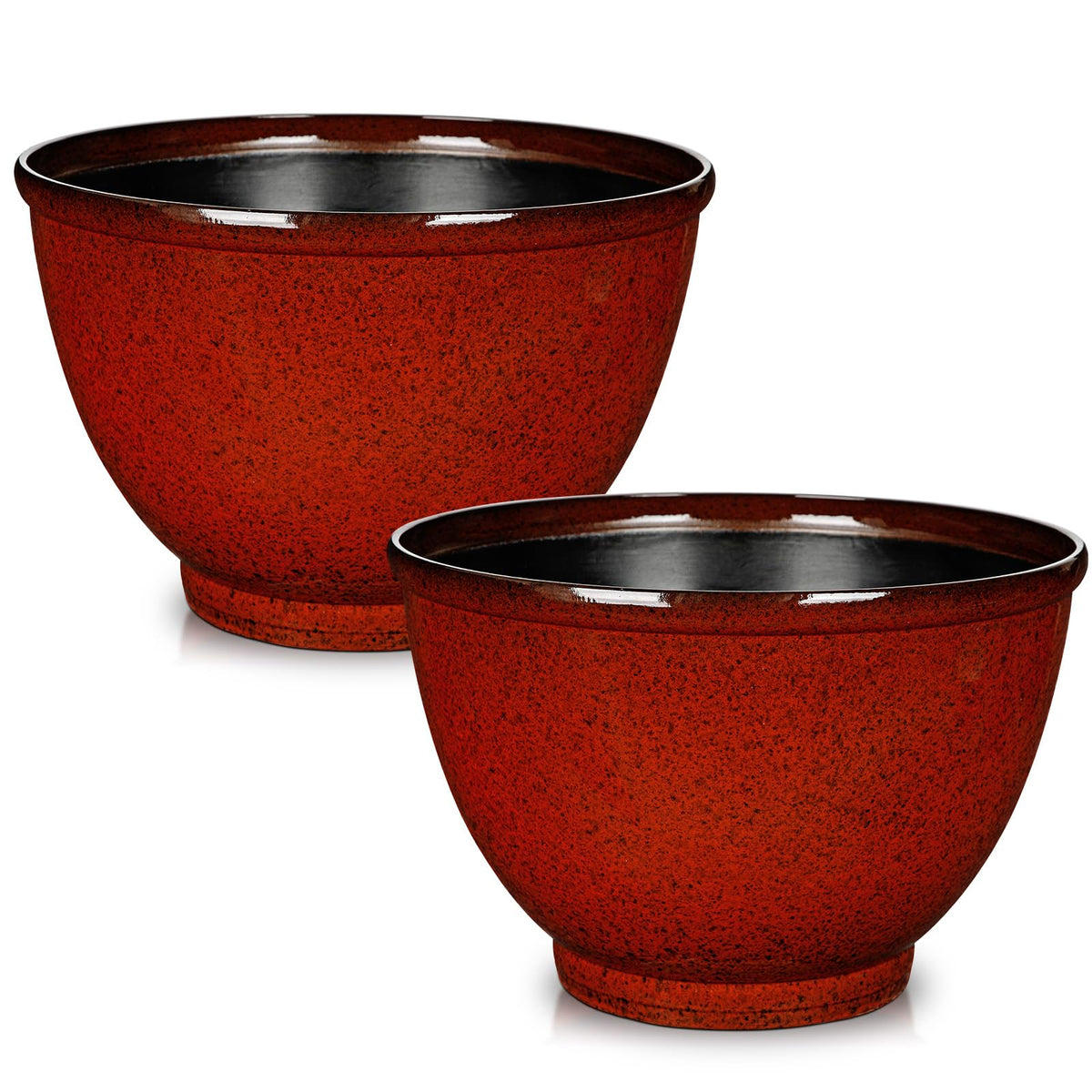 Hollyone Set of 2 Outdoor Planter 11.5 inch Plant Pot Plastic Pots for Plants Planters for Outdoor Indoor Plants with Drainage Hole Round Plant Pot Flower Pots Garden Decorations Dark Red