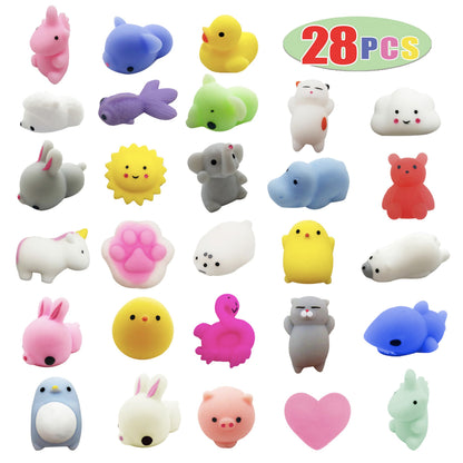 28 Pack Valentine’s Day Cards with Mochi Squishy Toys for Kids, Cute Kawaii Squishies School Classroom Valentine Exchange Set, Valentines Party Favors and Greeting Cards