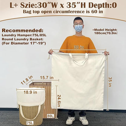 Canvas Laundry Bag with Handles & Drawstring Closure 30”Wx35"H, Thick Canvas