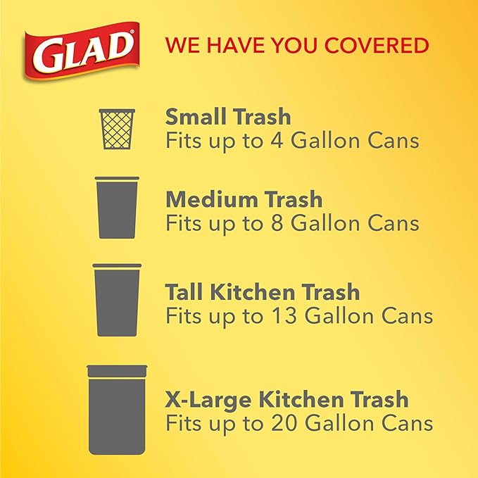 Glad Medium Trash Bags, 8 Gallon, Lemon Fresh Bleach Garbage Bags, Resists