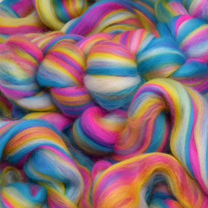 Combed Top Roving. Limited Edition Fiber for Spinning, Needle Felting, Wet Felting, Weaving and Crafting. Colorful Designer Merino, Malibu