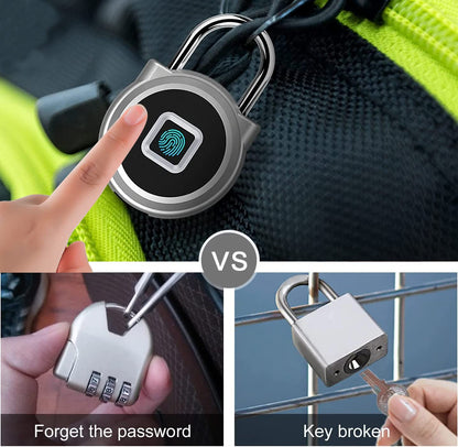 Gym Locker Padlock eLinkSmart Fingerprint Padlock Bluetooth App Authorized View Record Waterproof Security Keyless Smart Combination Lock for Outdoor Locker Backpack Gun Case Silver