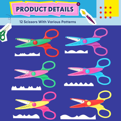 22 Pcs Craft Hole Punch and Creative Scissors Set, Including 12 Craft Pattern Scissors Decorative Edge Scrapbooking Edging, 10 Paper Punch for School Kids Adults Crafting