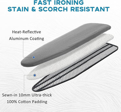 Small Ironing Board Cover 13"x43", RAINHOL Iron Board Replacement Cover and Pad