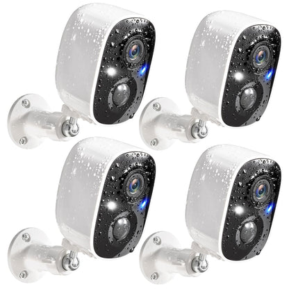GMK Security Cameras Wireless Outdoor, 2K Color Night Vision AI Motion Detection 2-Way Talk Battery Powered WiFi Home Indoor Camera IP65 Weatherproof Spotlight Siren Alarm Cloud/SD Storage 2-Pack