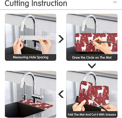 Kitchen Sink Splash Guard 2 PCS 30 Inch Sink Faucet Mat Splash Guard