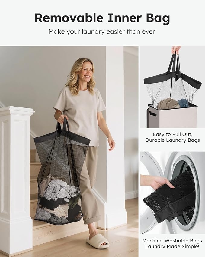 SOLEDI Laundry Hamper with Lid 100L Large & Tall Collapsible Laundry Basket