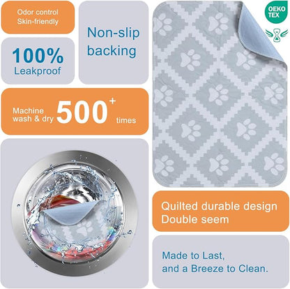 BEAUTYZOO Washable Pee Pads for Dogs, 8 Pack Reusable Puppy Pads, Super Absorbent Dog Pee Pads for Pet Training, Housebreaking and Incontinence, Non-Slip Potty Pads for Floor, Crate, Couch, 18" x 24"