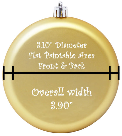 SLEETLY 4" 12pk Blank DIY Christmas Ornaments for Crafts to Personalize, Make Your Own Ornament for Kids and Adults, Drawing, Stickers, Plain Paintable Flat Disc to Decorate, Stencils, Matte Gold
