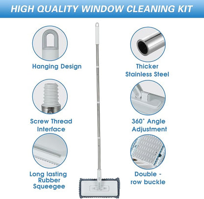 Disposable Dust Mop with 3 Shiny Cleaning Wipe Cloths, 360°Spin No Wash Mop