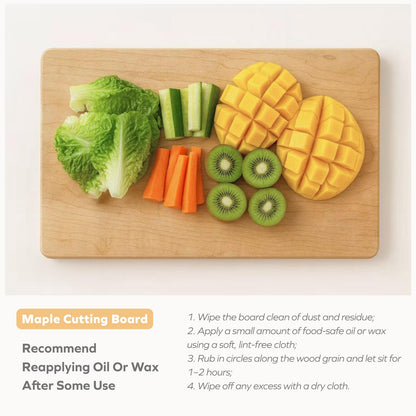 Vandroop Hard Maple Cutting Board for Kitchen 16”X10” – 1.1” Thick, Reversible Wood Cutting Boards with Invisible Inner Handle, Eased Corners, Wooden Chopping Board
