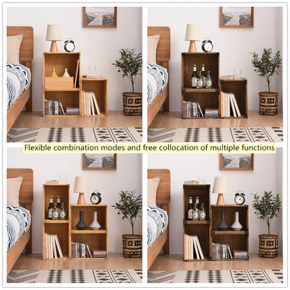 KIRIGEN Stackable Wood Storage Cube /Basket/ Bins Organizer for Home Books Clothes Modular Open Cubby Storage System - Office Cubical Bookcase Closet Shelves C26-DBR
