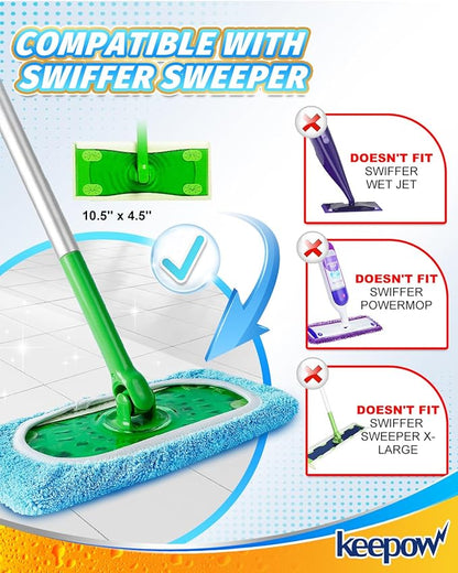 KEEPOW Reusable Dry Sweeping Cloths Microfiber Wet Pads Refill Compatible