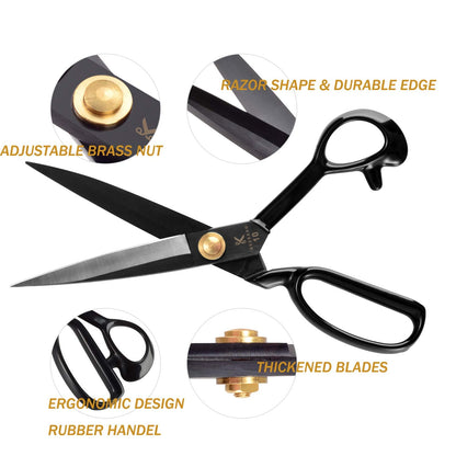 Sewing Scissors, 10 Inch Fabric Dressmaking Scissors Upholstery Office Shears for Tailors Dressmakers, Best for Cutting Fabric Leather Paper Raw Materials Heavy Duty High Carbon Steel(Right-Handed)