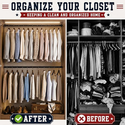 OPKING Double Hanging Closet Rod Extenders Adjustable Width & Height Space-Saving, Black