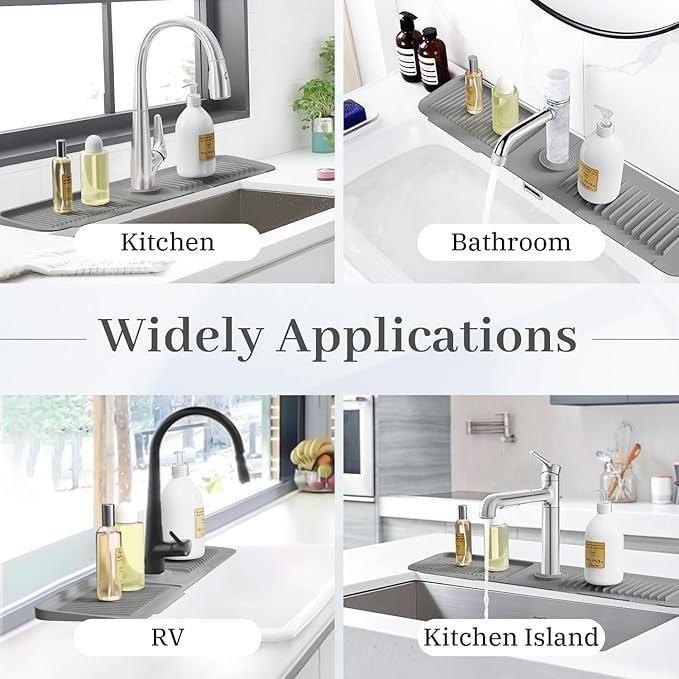 PoYang 24 Inch Faucet Mat for Kitchen Sink Splash Guard Behind Faucet, Sink