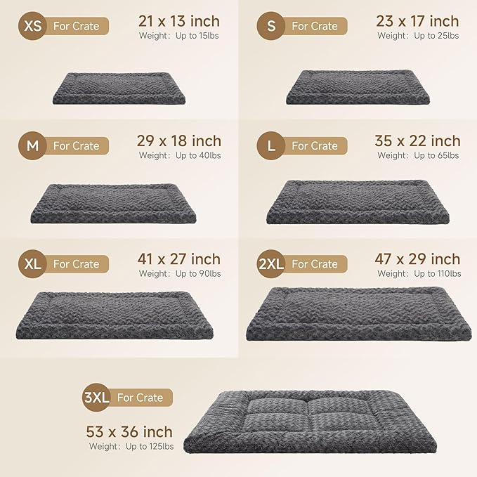 Washable Dog Bed Mat Ultra Soft Dog Crate Pad Comfy Fluffy Pet Kennel Beds Sleeping Mattress for Large Jumbo Medium Small Dogs, 36 x 23 Inch, Black