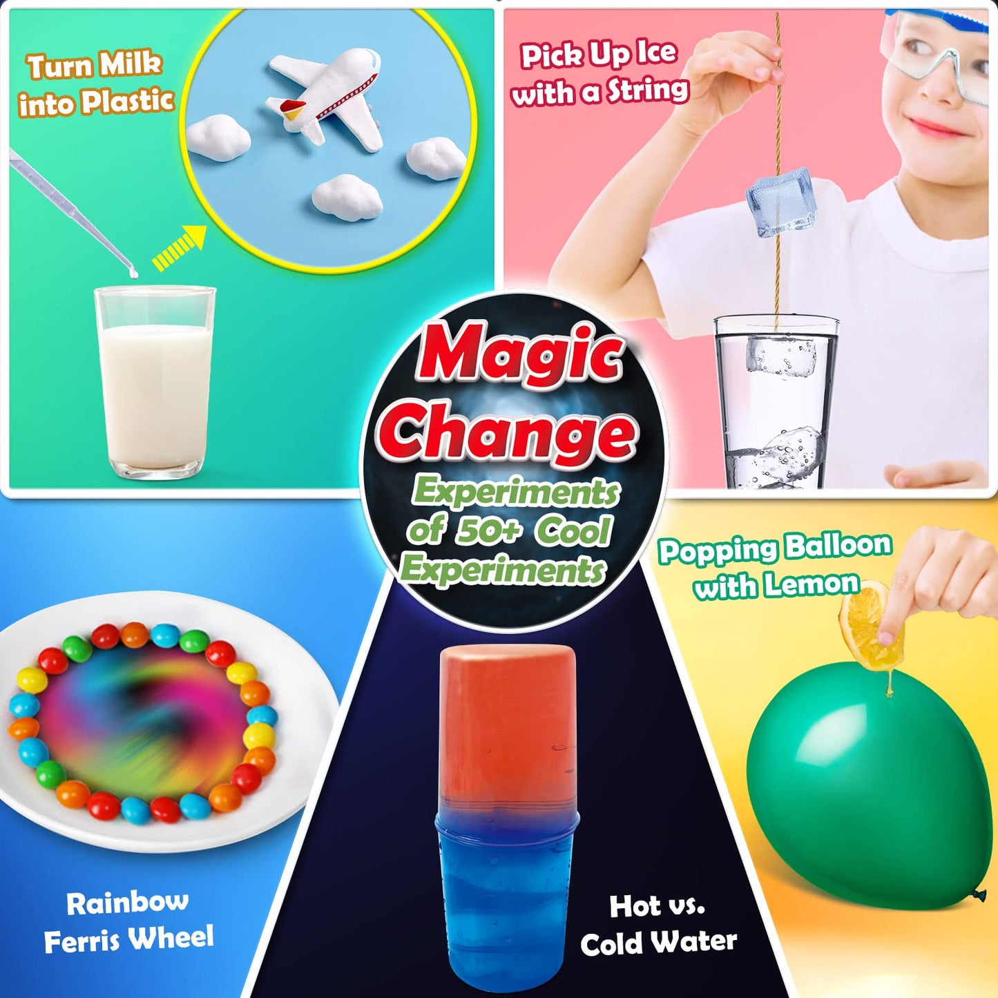 UNGLINGA 50+ Science Lab Experiments Kit for Kids, STEM Activities Educational Scientist Toys Gifts for Boys Girls Chemistry Set, Gemstone, Volcano Eruption
