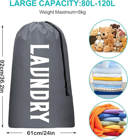 2 Pack XL Travel Laundry Bag, Machine Washable Dirty Clothes Organizer