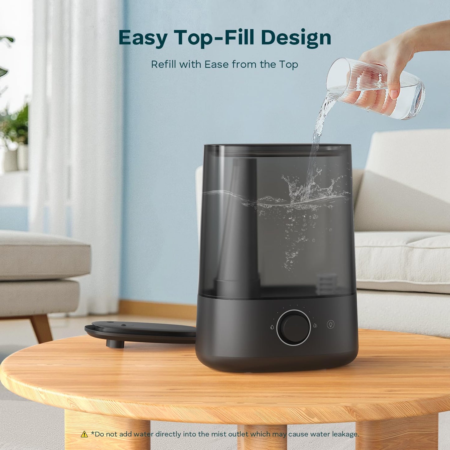 BREEZOME 5L Humidifiers for Bedroom, Ultrasonic Cool Mist Top Fill Humidifier & Essential Oil Diffuser, 360°Nozzle, Auto Shut-off, 50H Runtime, Quiet Humidifiers for Large Room, Baby Nursery, Plants