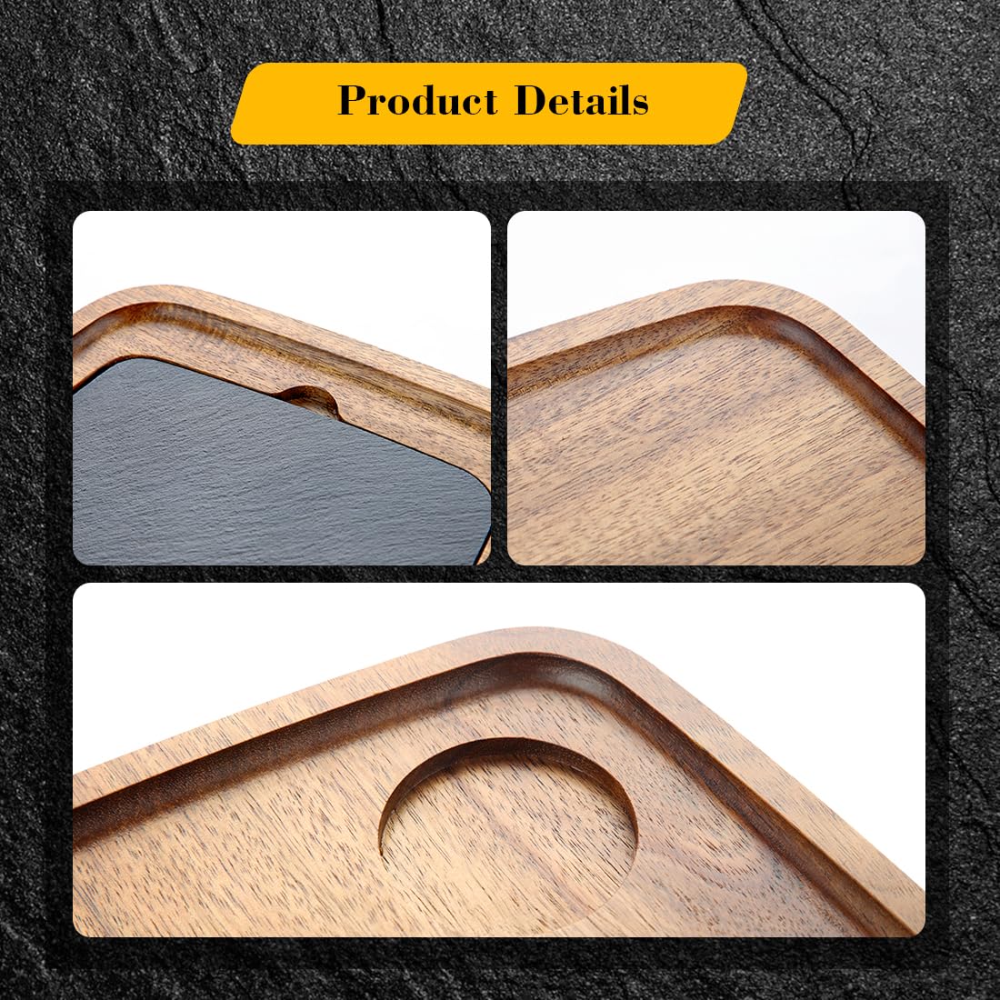 LiWiBet Acacia Wood Serving Plate with Sauce Cup & Removable Slate Insert for Meat Sausages Cheese, Steak Serving Tray Cutting Board Serving Platter Cheese Platter Perfect for Housewarming Christmas