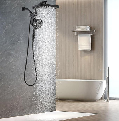 BOZYBO Rain Shower Head with Handheld: High Pressure Shower Heads with Handheld Spray Combo, 12" Rainfall Shower Head and 9 Sprays Hand Showerheads with Magnetic Docking and Power Jets, Black 1.75GPM