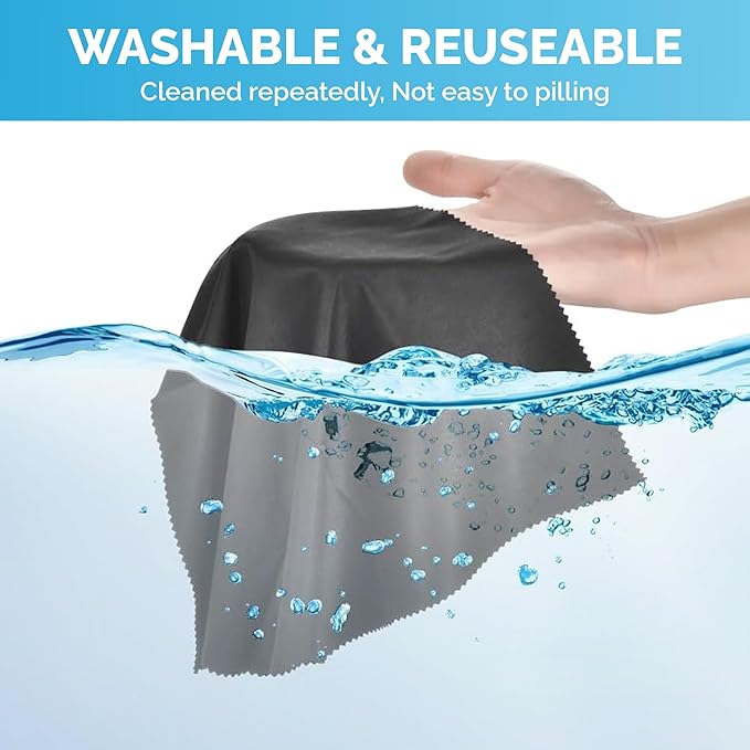 Microfiber Cleaning Cloths 6 Pack – 6x7 Inch Lint‑Free Lens & Screen Cleaner –