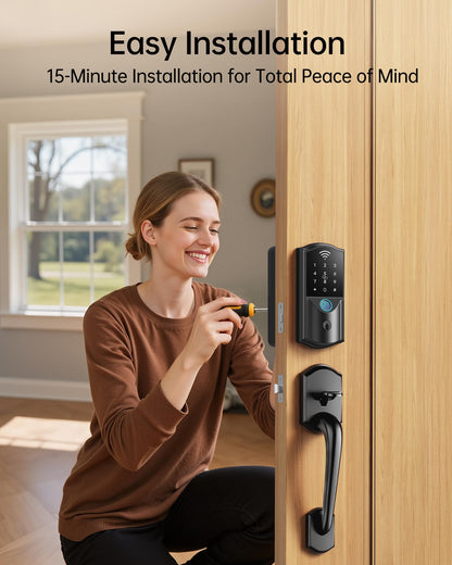 WiFi Smart Lock for Front Door – Firstriver Keyless Entry Electronic Deadbolt with Biometric Fingerprint & Digital Keypad Built-in Wi-Fi App Control Auto Lock Compatible with Alexa & Google Assistant