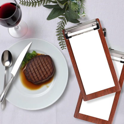 CONEHOY 60 Pcs Mini Wood Clipboard Bulk 8 x 4 '' Check Presenters Clipboard Half Page Small Wooden Clip Receipt Menu Holder for Guest Waitress Restaurants (Coffee)