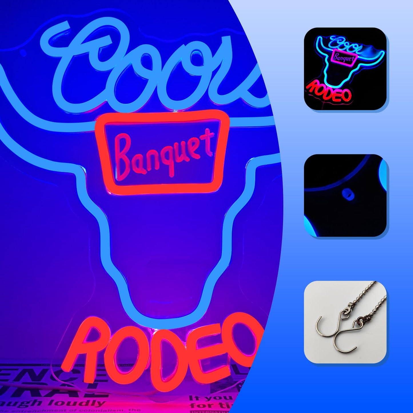 Beer Neon Sign Dimmable Western Rodeo Neon Light Signs for Wall Decor Cowboy Neon Sign for Man Cave Home Bar Beer Club Pub Bistro