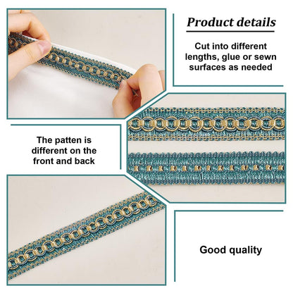 PH PandaHall 12 Yards 3/4 inch Braid Trim, Polyester Gimp Lace Trim Woven Braid Trim for Costume DIY Crafts Sewing Jewelry Making Curtain Decoration Costume Accessories, Blue