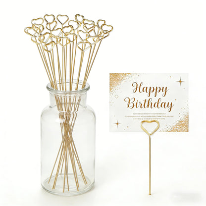 HauLife Metal Wire Floral Picks, 50 Pcs Thickened Picture Sticks for Centerpieces, Photo Picks Card Holder for Weddings, Parties, Kitchen & Office Decor