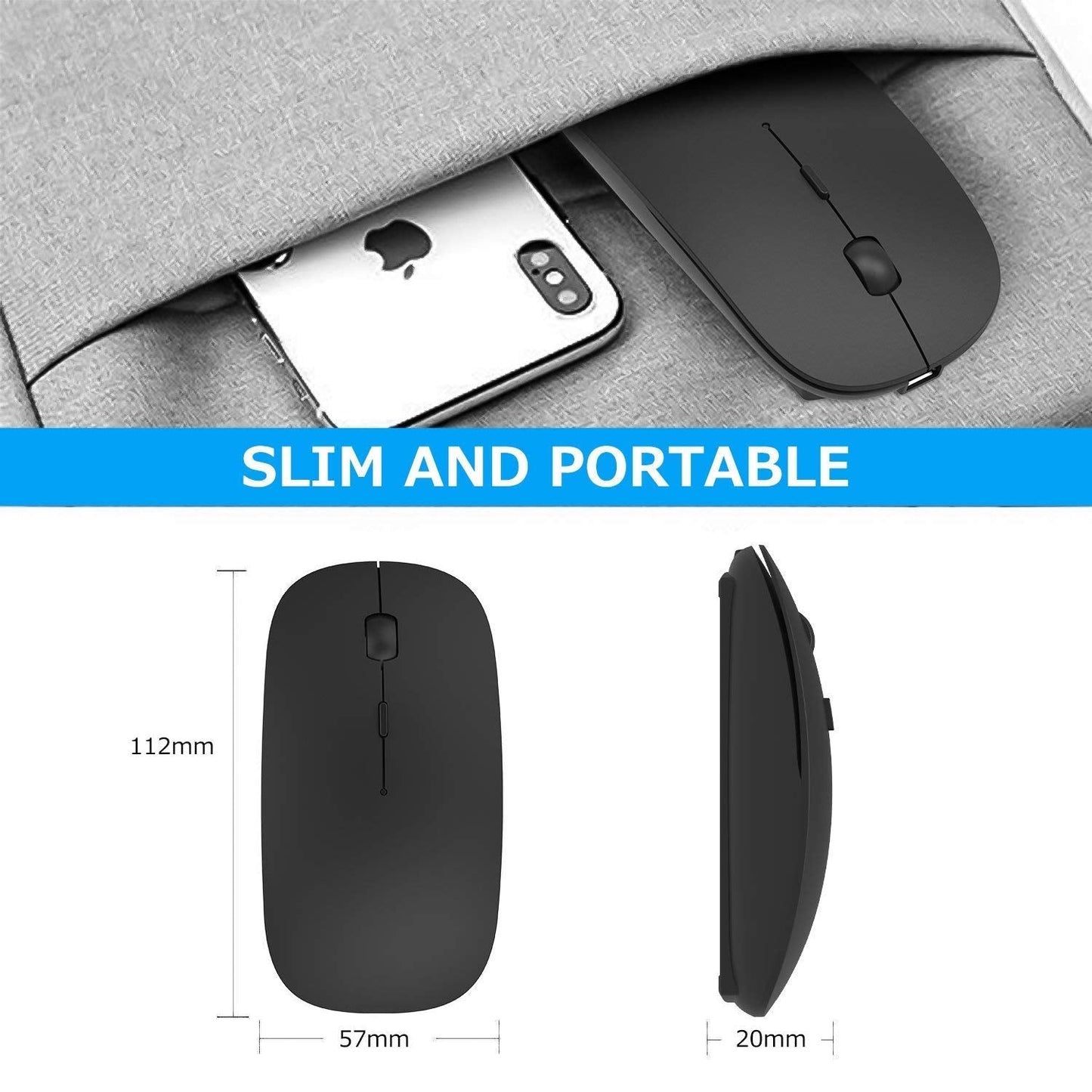 Bluetooth Wireless Mouse for Laptop mac MacBook ipad MacBook air MacBook pro pc Desktop Computer Windows Chromebook Notebook (Silver)
