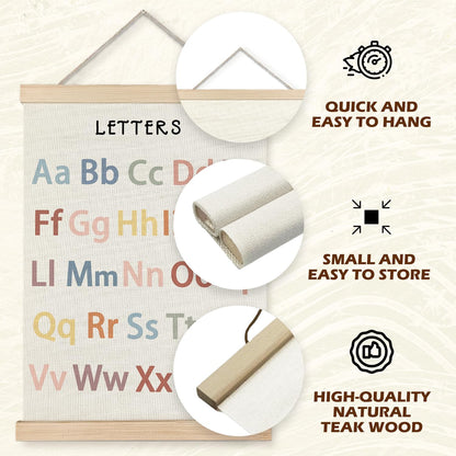Supwhd Classroom Wall Decor, Numbers and Alphabet Educational Wall Art Poster, Alphabet ABC Numbers from 1 to 20 Poster Wall Decor for Toddler Kids Room Playroom Classroom, 12x16 Set of 2