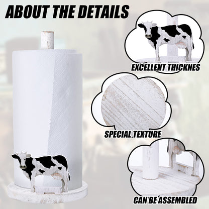 Yetene Cow Paper Towel Holder Cow Kitchen Decor Wooden Farmhouse Paper Towel Holder Countertop Kitchen Accessories Farm Rustic Home Bathroom Living Room Table Decor Gifts