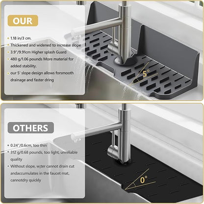 Sink Splash Guard Behind Faucet, Silicone Sink Faucet Drying Mat & Dish Soap