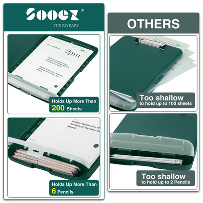 Sooez Clipboards with Storage, High Capacity Clip Boards 8.5x11 with Storage, Heavy Duty Nursing Clipboard Folder, Plastic Clipboard with Pen Holder for Women Teachers Work, School & Office Supplies