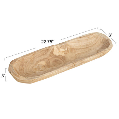 Creative Co-Op Paulownia Wood Oval Bowl