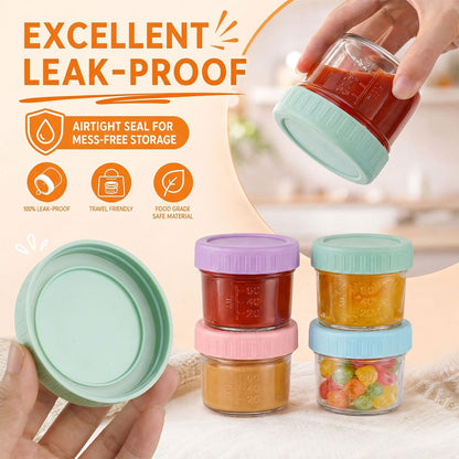 BOMEX 4oz Glass Jars with Lids Salad Dressing Container To Go Small Clear Glass containers for Wedding Favors Crafts Food Sample Storage Sauce Dressing Spice Jars 6 Pack