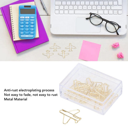 100Pcs Airplane Shape Paper Clips, Mini Cute Metal Paperclips, Funny Decorative Bookmarks Planner Clips with Storage Box Portable Office Supplies for College Teachers Students – Desk Accessories